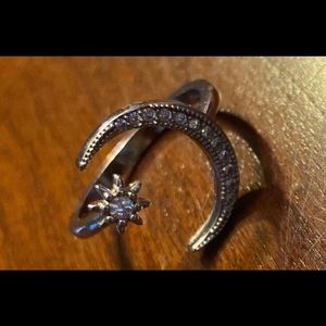 Moon and star charm ring